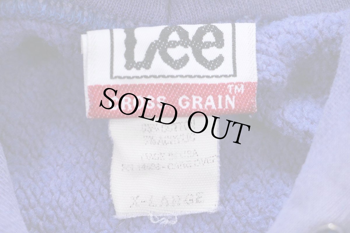 画像4: 00s USA製 Leeリー 無地 リバースウィーブ スウェットパーカー 青紫 フェード XL★フーディー  (4)