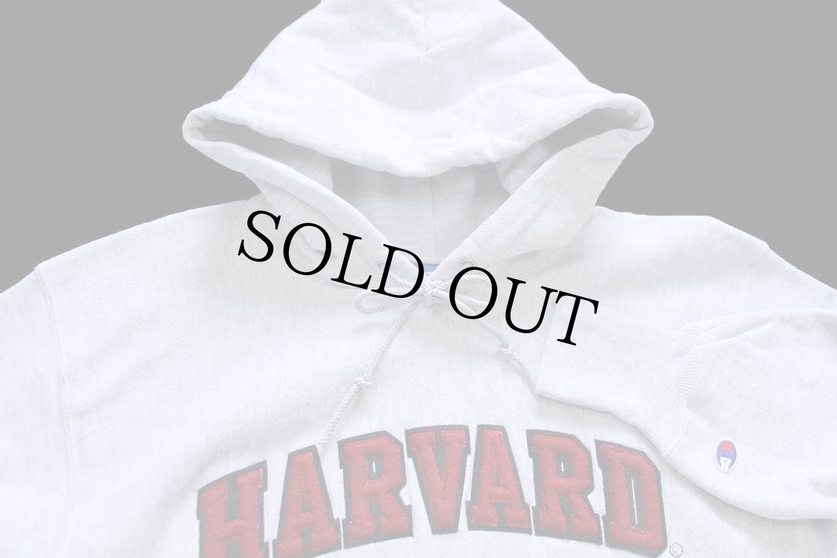 画像3: 00s メキシコ製 Championチャンピオン HARVARD パッチ付き リバースウィーブ スウェットパーカー 杢グレー M★フーディー (3)