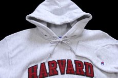 画像3: 00s メキシコ製 Championチャンピオン HARVARD パッチ付き リバースウィーブ スウェットパーカー 杢グレー M★フーディー (3)