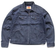 画像1: 90s Levi'sリーバイス WHITE TAB JACKETS 70519 コットン ピケ ワークジャケット 紺 フェード L★ユーロ (1)