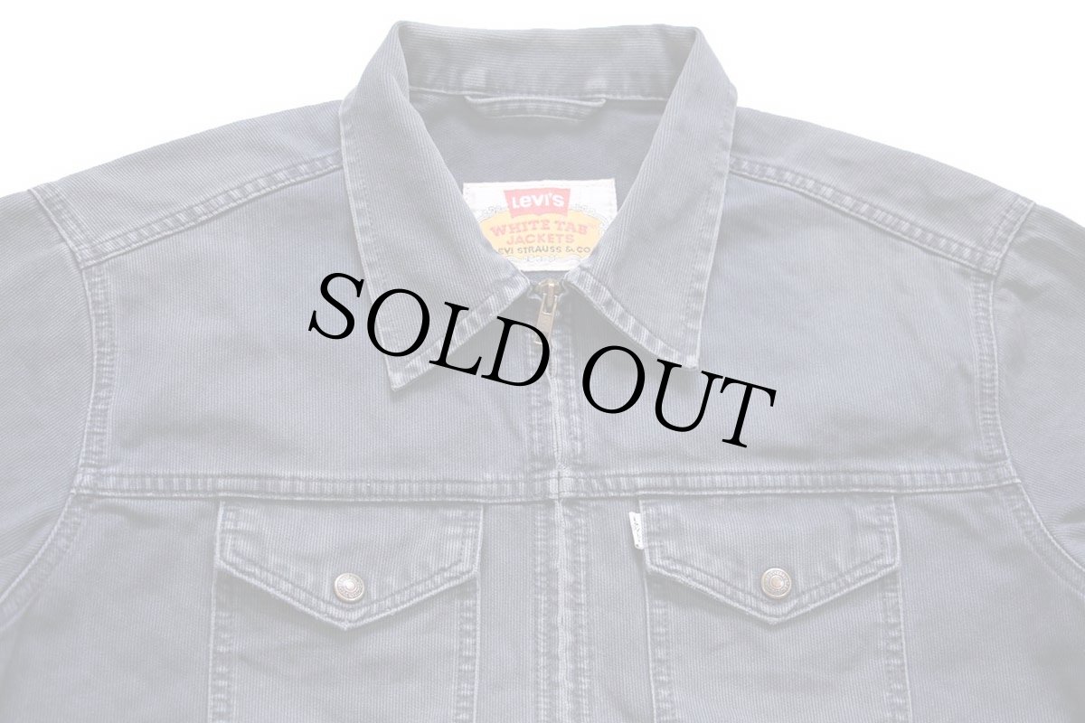 画像3: 90s Levi'sリーバイス WHITE TAB JACKETS 70519 コットン ピケ ワークジャケット 紺 フェード L★ユーロ (3)