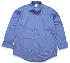 画像1: 90s USA製 Brooks Brothersブルックスブラザーズ Makers AFM刺繍 ストライプ ダブルカフス コットンシャツ 16.5-4 (1)