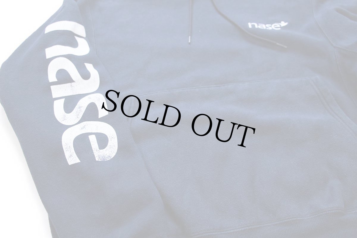 画像5: 00s Championチャンピオン nase ロゴ刺繍 袖プリント リバースウィーブ スウェットパーカー 紺★フーディー (5)