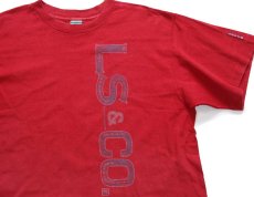 画像1: 90s USA製 Levi'sリーバイス LS&CO ロゴ コットンTシャツ 濃赤 L (1)