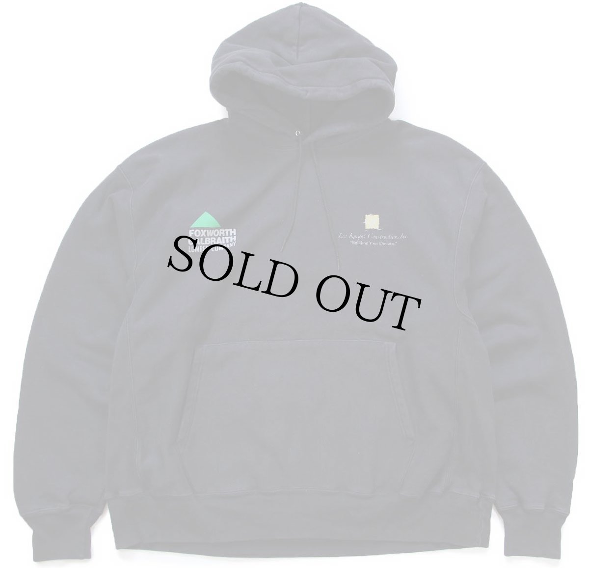 画像1: 00s Championチャンピオン FOXWORTH GALBRAITH LUMBER COMPANY 両面プリント リバースウィーブ スウェットパーカー 黒 XL★フーディー (1)