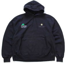 画像1: 00s Championチャンピオン FOXWORTH GALBRAITH LUMBER COMPANY 両面プリント リバースウィーブ スウェットパーカー 黒 XL★フーディー (1)