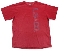 画像2: 90s USA製 Levi'sリーバイス LS&CO ロゴ コットンTシャツ 濃赤 L (2)