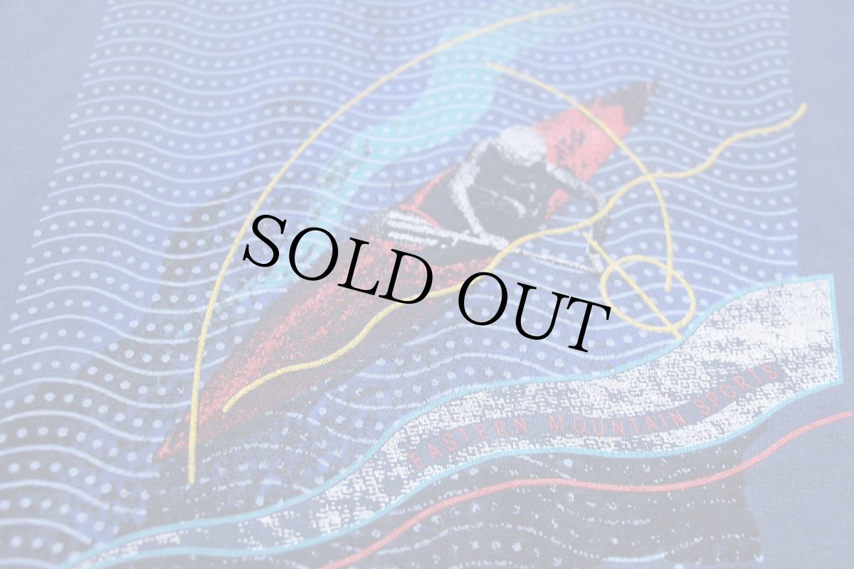 画像4: 90s USA製 EMS カヌー アート 両面プリント コットンTシャツ 薄紺 フェード XL★特大 (4)