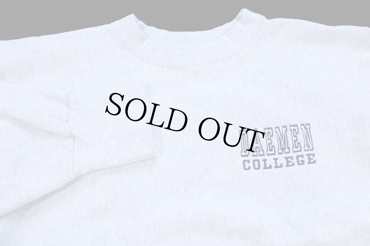 画像3: 90s USA製 DAEMEN COLLEGE 刺繍 D パッチ付き リバースウィーブ スウェット 杢グレー XL (3)