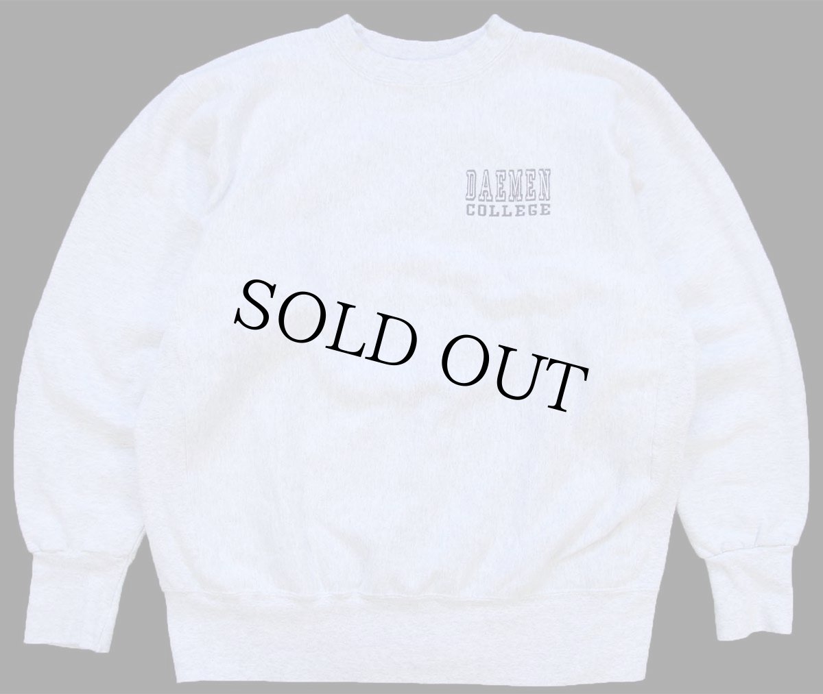 画像2: 90s USA製 DAEMEN COLLEGE 刺繍 D パッチ付き リバースウィーブ スウェット 杢グレー XL (2)