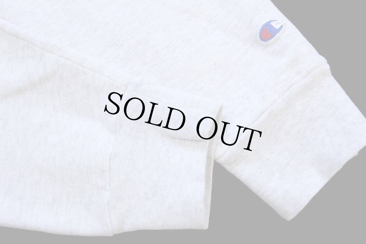 画像6: 90s USA製 Championチャンピオン ワンポイント スクリプト ロゴ刺繍 前V スウェット オートミール L (6)