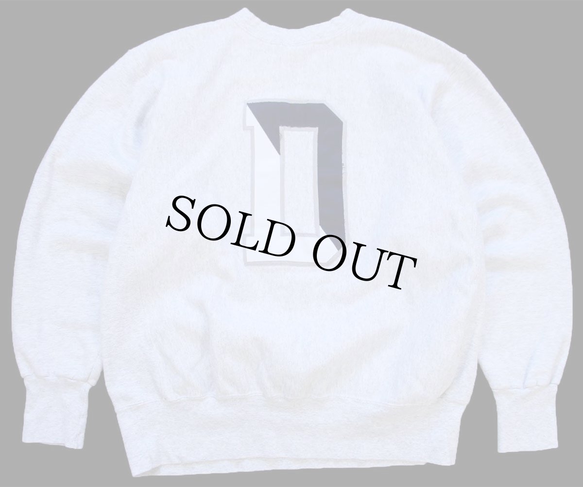 画像1: 90s USA製 DAEMEN COLLEGE 刺繍 D パッチ付き リバースウィーブ スウェット 杢グレー XL (1)