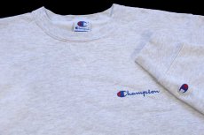 画像3: 90s USA製 Championチャンピオン ワンポイント スクリプト ロゴ刺繍 前V スウェット オートミール L (3)