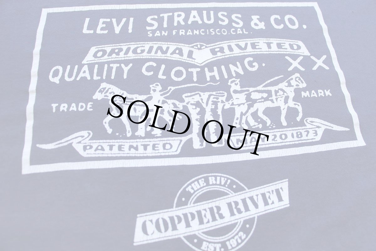 画像4: 00s Hanes Levi'sリーバイス ツーホース ロゴ ひび割れプリント Tシャツ 紺 L (4)