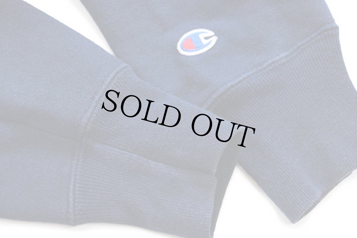 画像6: 00s Championチャンピオン nase ロゴ刺繍 袖プリント リバースウィーブ スウェットパーカー 紺★フーディー (6)