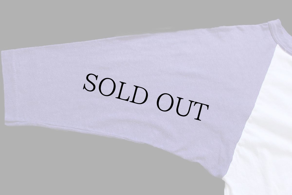 画像5: 80s JMU ULTIMATE FRISBEE HEADS '83 染み込み バックプリント 七分袖 ラグランTシャツ 白×薄紫 (5)