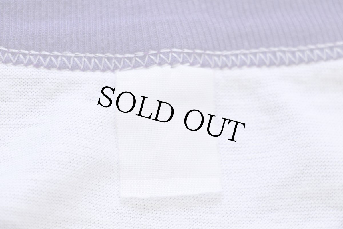 画像4: 80s JMU ULTIMATE FRISBEE HEADS '83 染み込み バックプリント 七分袖 ラグランTシャツ 白×薄紫 (4)