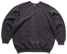画像1: 90s USA製 FRUIT OF THE LOOM 無地 スウェット 黒 フェード XL★ブランク (1)