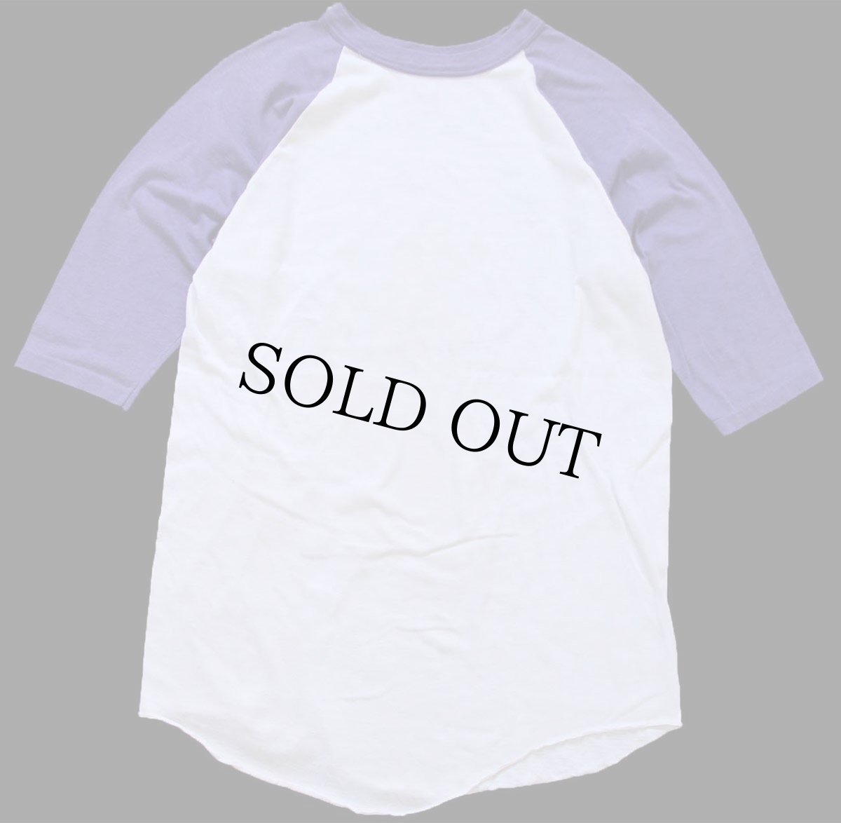 画像2: 80s JMU ULTIMATE FRISBEE HEADS '83 染み込み バックプリント 七分袖 ラグランTシャツ 白×薄紫 (2)