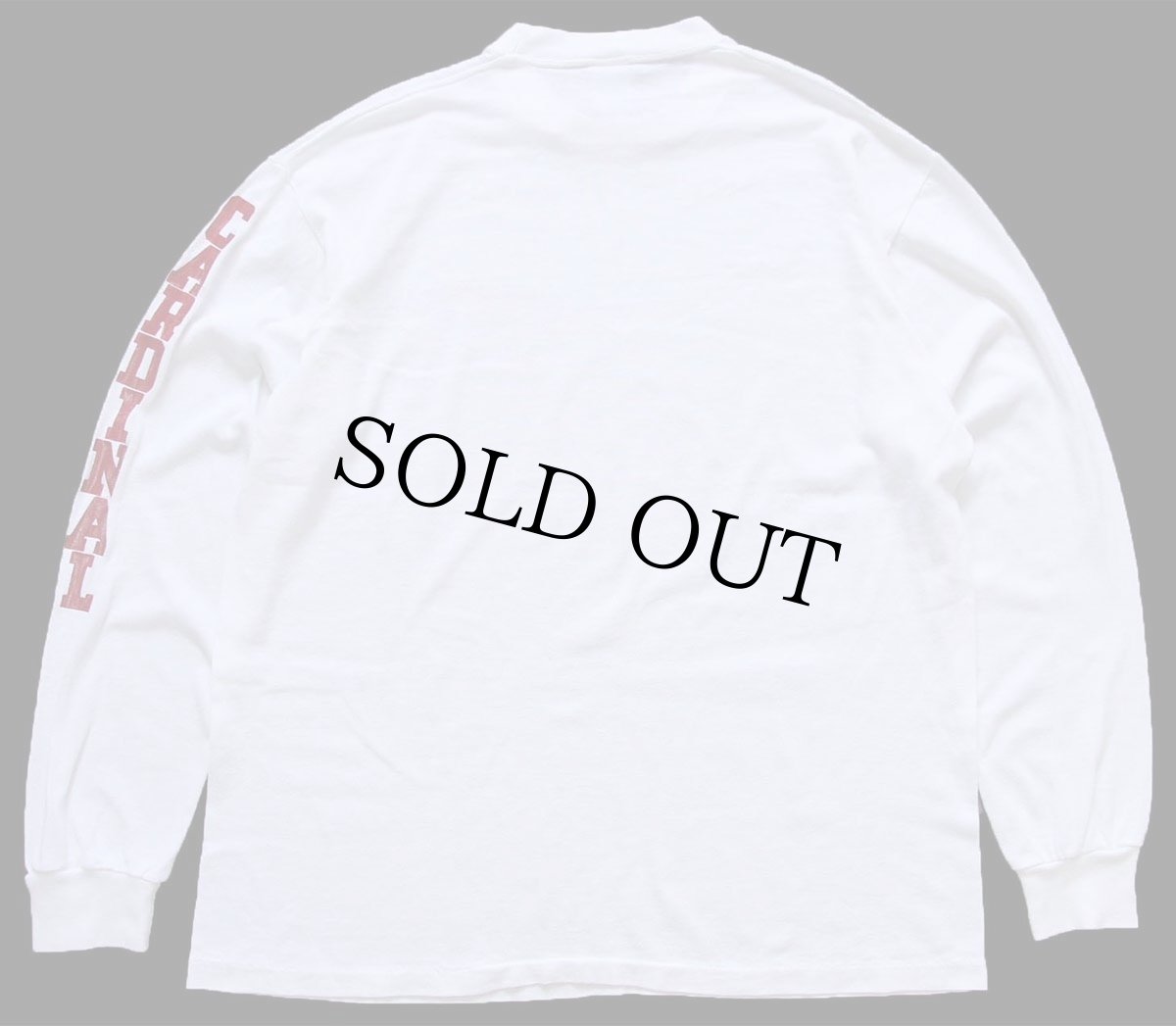 画像2: 80s USA製 RUSSELLラッセル STANFORD CARDI NAL 袖プリント 長袖Tシャツ 白 L (2)
