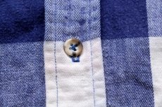 画像5: 90s STJOHN'SBAY ブロックチェック コットン フランネルシャツ 薄紺×白 BIG TALL 1XL (5)