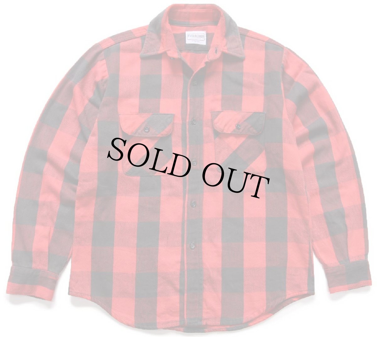 画像1: 80s USA製 FIVE BROTHERファイブブラザー バッファローチェック コットン フランネルシャツ 赤×黒 M (1)