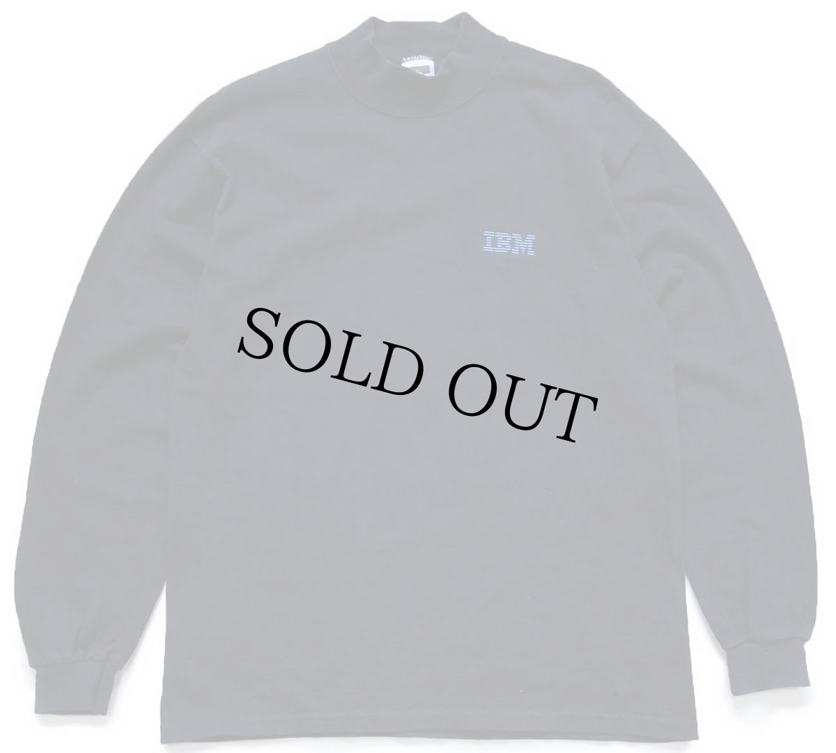 画像2: 90s IBM ロゴ刺繍 モックネック コットン 長袖Tシャツ 黒 M (2)