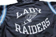 画像3: 90s USA製 Championチャンピオン LADY RAIDERS ウイングフット バックプリント ハーフジップ プルオーバー ナイロンパーカー 黒 XL (3)