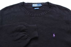 画像3: 90s ポロ ラルフローレン ワンポイント コットンニット セーター 黒 4X★特大 (3)