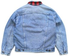 画像2: 90s USA製 Levi'sリーバイス 70417 バッファローチェック ネルライナー ダメージ デニムジャケット 4ポケット (2)