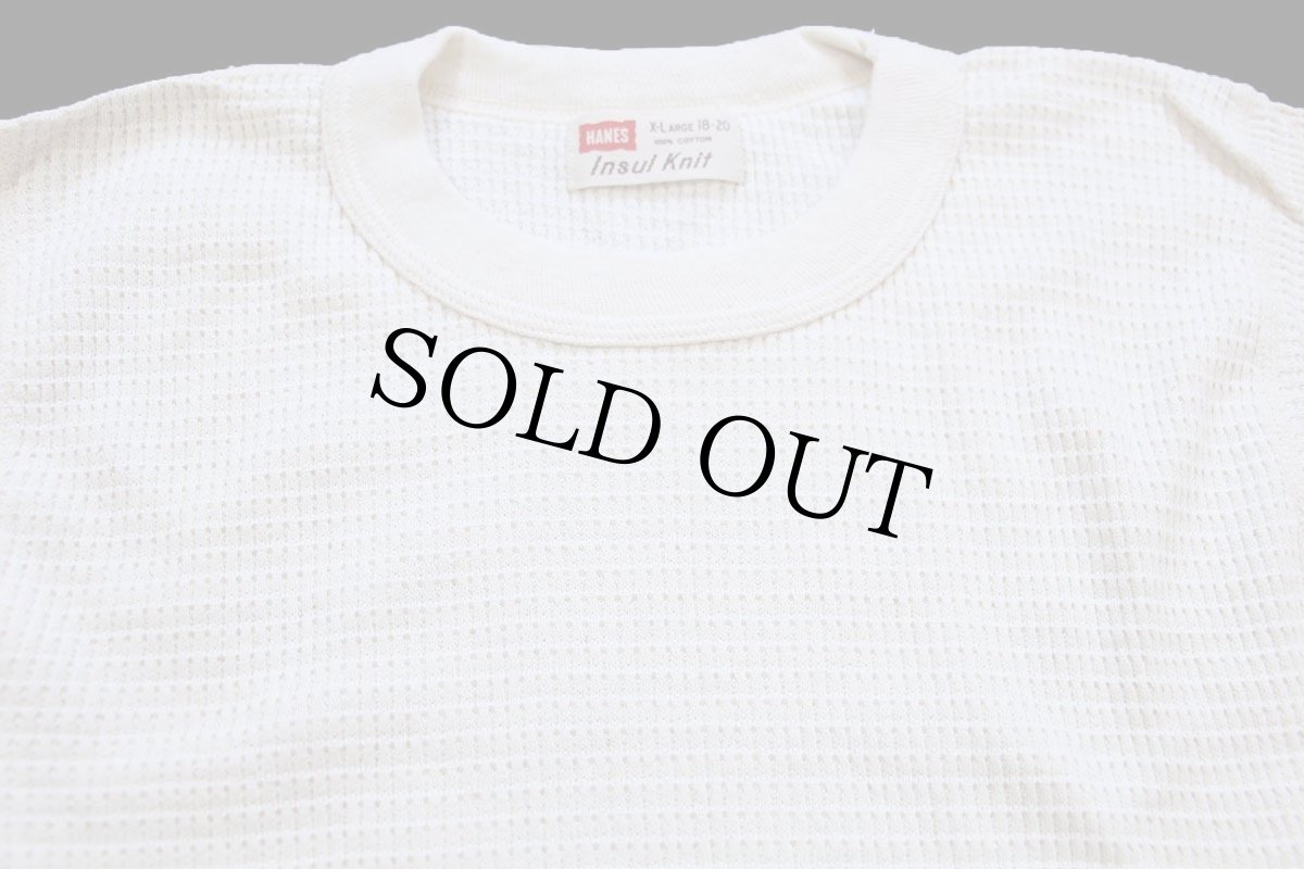 画像4: デッドストック★60s HANES Insul Knit コットン サーマルシャツ ナチュラル ボーイズXL (4)