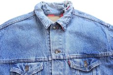 画像3: 90s USA製 Levi'sリーバイス 70417 バッファローチェック ネルライナー ダメージ デニムジャケット 4ポケット (3)