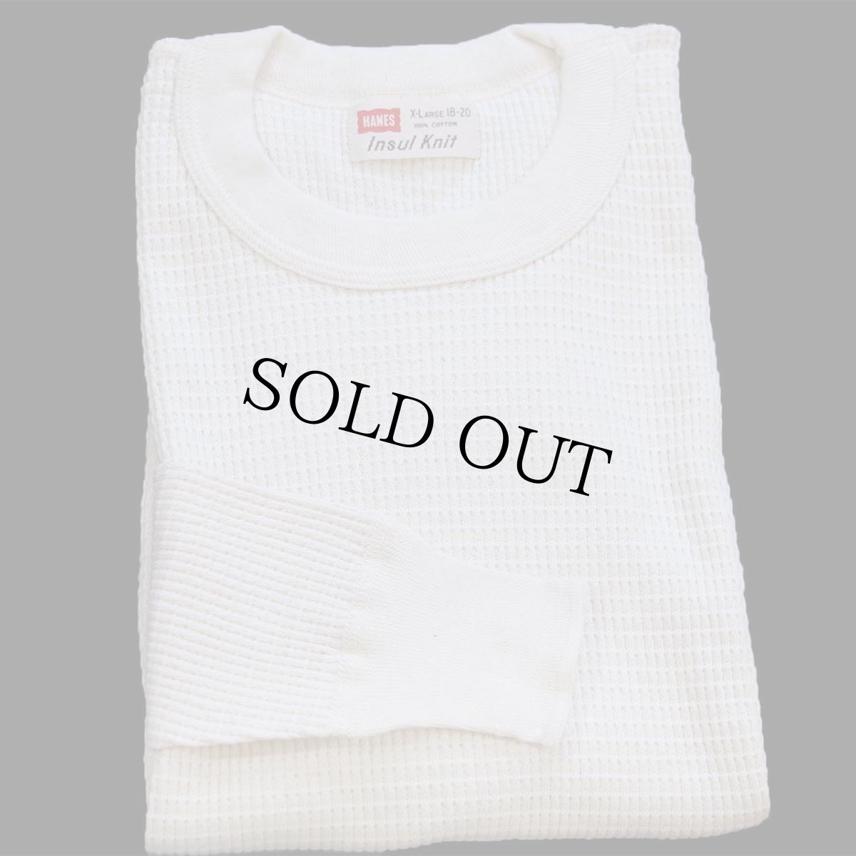 画像1: デッドストック★60s HANES Insul Knit コットン サーマルシャツ ナチュラル ボーイズXL (1)