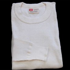 画像1: デッドストック★60s HANES Insul Knit コットン サーマルシャツ ナチュラル ボーイズXL (1)