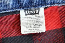画像4: 90s USA製 Levi'sリーバイス 70417 バッファローチェック ネルライナー ダメージ デニムジャケット 4ポケット (4)