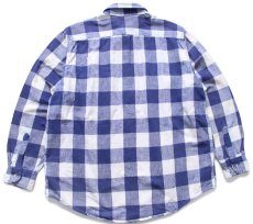 画像2: 90s STJOHN'SBAY ブロックチェック コットン フランネルシャツ 薄紺×白 BIG TALL 1XL (2)