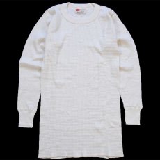 画像2: デッドストック★60s HANES Insul Knit コットン サーマルシャツ ナチュラル ボーイズXL (2)