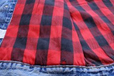 画像7: 90s USA製 Levi'sリーバイス 70417 バッファローチェック ネルライナー ダメージ デニムジャケット 4ポケット (7)