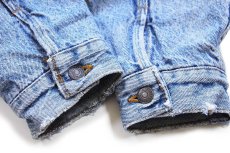 画像9: 90s USA製 Levi'sリーバイス 70417 バッファローチェック ネルライナー ダメージ デニムジャケット 4ポケット (9)