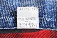 画像5: 90s USA製 Levi'sリーバイス 70417 バッファローチェック ネルライナー ダメージ デニムジャケット 4ポケット (5)