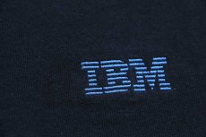 画像5: 90s IBM ロゴ刺繍 モックネック コットン 長袖Tシャツ 黒 M (5)