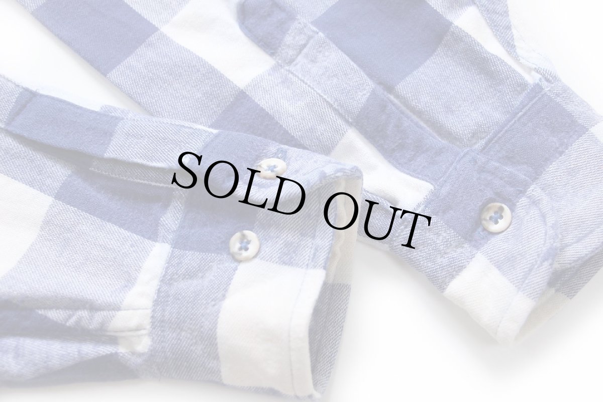 画像6: 90s STJOHN'SBAY ブロックチェック コットン フランネルシャツ 薄紺×白 BIG TALL 1XL (6)