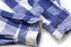 画像6: 90s STJOHN'SBAY ブロックチェック コットン フランネルシャツ 薄紺×白 BIG TALL 1XL (6)