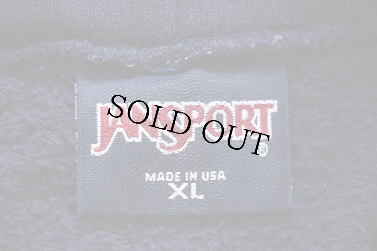 画像5: 90s USA製 JANSPORTジャンスポーツ MINES ひび割れプリント スウェットパーカー 紺 XL★フーディー (5)