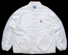 画像1: 90s USA製 Championチャンピオン VIRGINIA TECH 刺繍 ナイロン コーチジャケット 白 L (1)