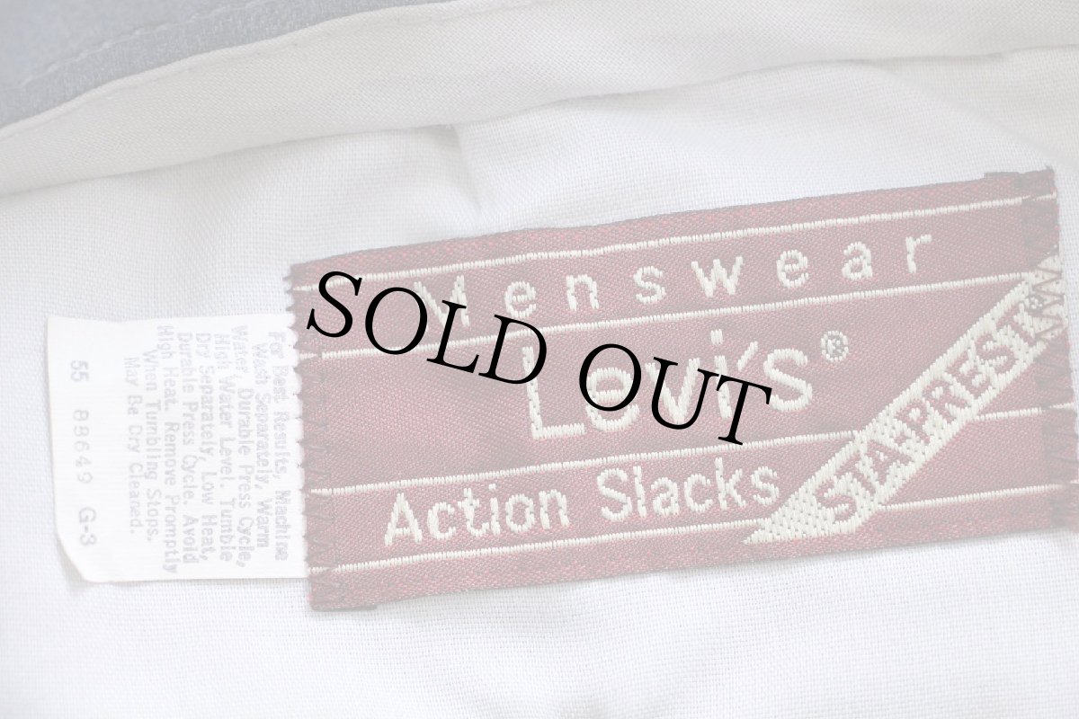 画像6: 80s Levi'sリーバイス Action Slacks STA-PRESTスタプレ スラックス ポリエステルパンツ 杢ブルーグレー W32 (6)