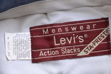 画像6: 80s Levi'sリーバイス Action Slacks STA-PRESTスタプレ スラックス ポリエステルパンツ 杢ブルーグレー W32 (6)