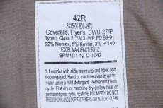 画像6: 12 米軍 CWU-27/P カバーオール NOMEX フライトスーツ タン 42R★つなぎ (6)