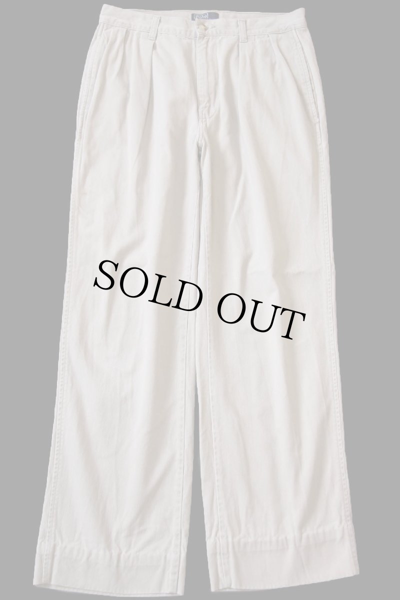 画像2: 80s USA製 ポロ ラルフローレン ツータック コットン チノパン カーキ W31 (2)