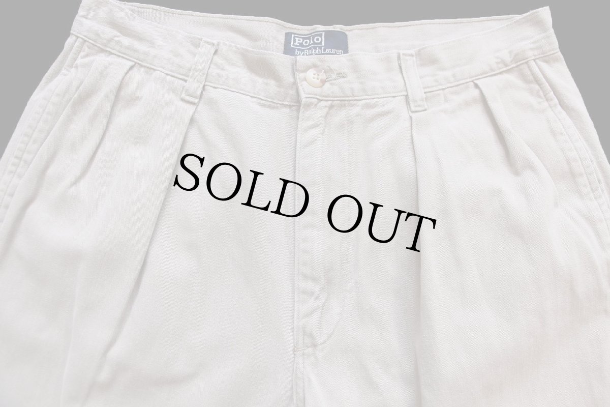 画像4: 80s USA製 ポロ ラルフローレン ツータック コットン チノパン カーキ W31 (4)